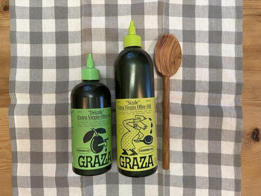 Offering a selection of olive oils including single-source Spanish olive oil, Graza for sizzle & drizzle