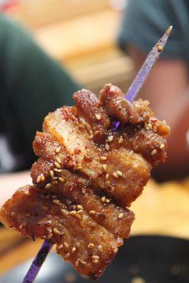 Pork Belly skewer.