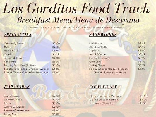 Los Gorditos * Food Truck Menu