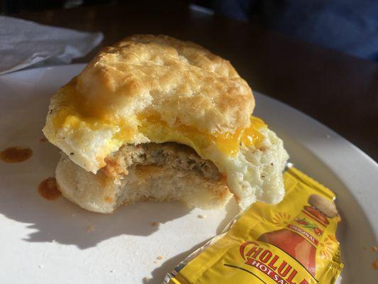 Sausage, egg, & cheddar biscuit