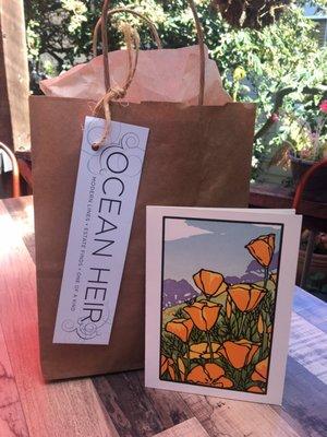 My bag of magic and California poppies card.