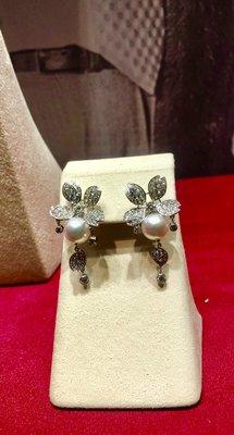 Mikimoto pearl and diamond earrings