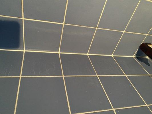 Grout color doesn't match.