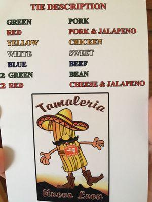 Tamale flavors are indicated by twist tie(s) on bag.