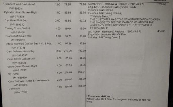 several manufacturing issues, severe issues, significant defect prior to buying the car. This paper was from their 'own' mechanic.