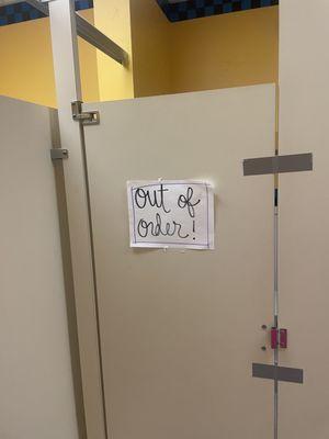 1 of the 2 bathrooms out of order.