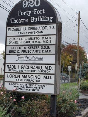 Family Hearing Center building signage in Forty Fort, PA