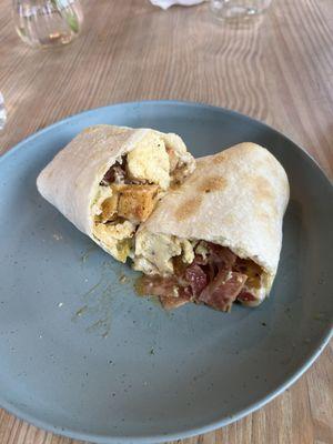 Breakfast burrito with bacon