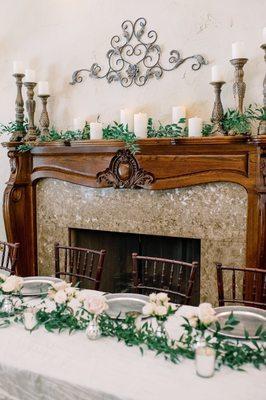 Dining room reception fireplace