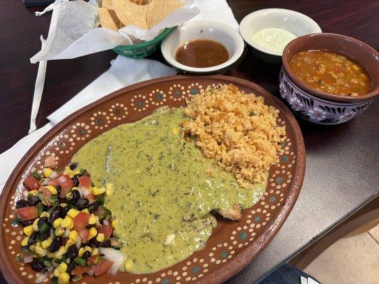 Chicken Poblano w/charro beans