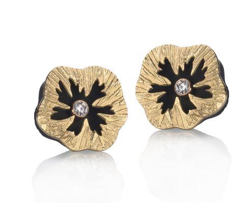 Sarah Graham yellow gold and diamond earrings