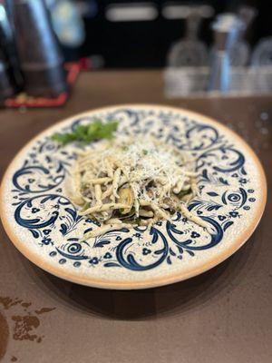 Trofie with clams and asparagus. Not fishy at all. Very tasty.