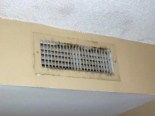 A heavily contaminated air supply vent