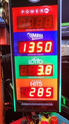 Mega jackpot at $1.35B. Jan 2023