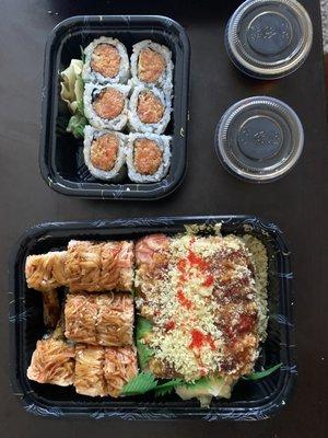 Spicy Tuna Roll, Titanic Roll, and Moonlight Roll