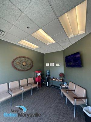 The waiting area for our sleep specialists in Marysville, OH.