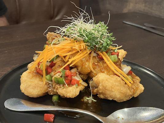 Signature Crispy Fish in Sweet chili Sauce!  Huge pieces... perfect for sharing!