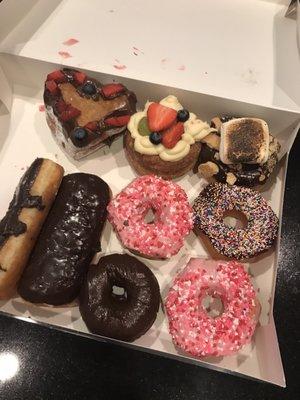 Assorted picked donut box. The s'mores specialty I've only seen a couple times.