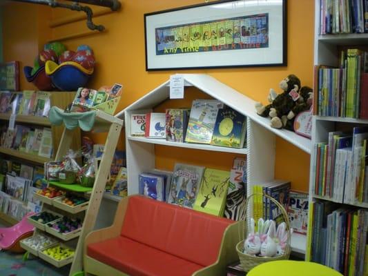 Downstairs we have a large space devoted to kids, with wonderful books, toys and games.