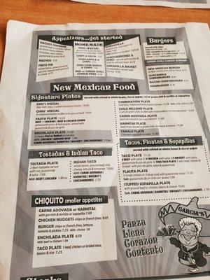 García's menu