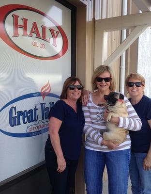 Stepping outside of the office and staying cool in their Haly sunglasses