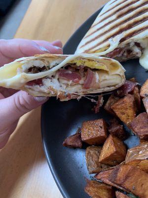 Bacon breakfast burrito (mostly tortilla)