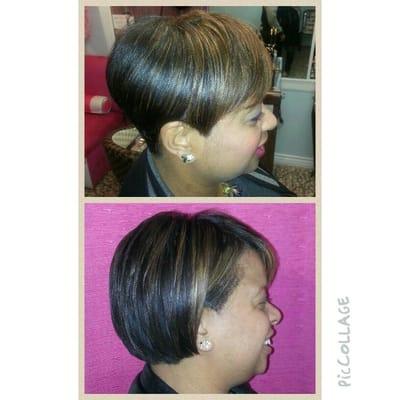 Before and after. Short hair into a bob #cutlife #cut&color #boblife #hairsexyola #highlights #paulmitchellcolor