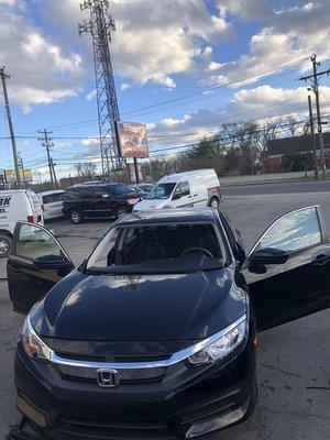 Front windshield replacement for a 2018 Honda Civic