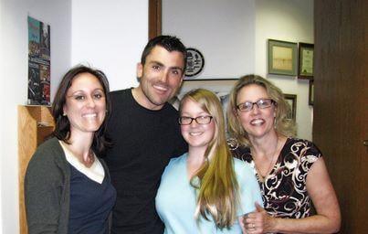 Daphne and Mandy (from right)  with professional cyclist Javier Peris and wife from Spain after Dr...