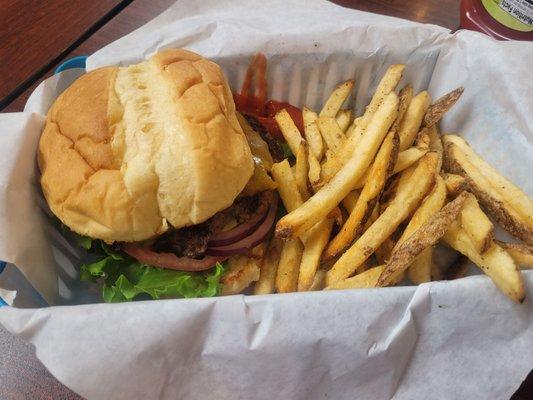 The burger with all the toppings. Plus the awesome fries!