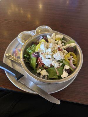 Greek salad , homemade Greek dressing!