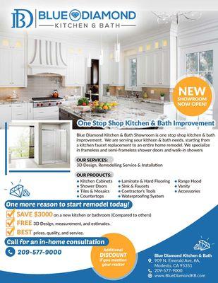 Remodeling Your Kitchen? Visit Blue Diamond Kitchen  & Bath today! Special Offer.