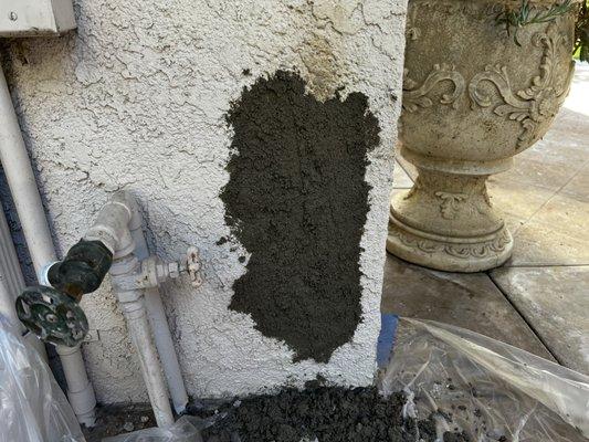 Stucco repair from Plummer breakout