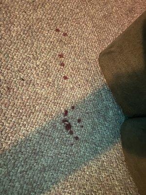 Carpet with blood from his nail