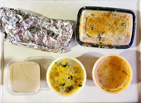 Garlic Naan, Vegetable Biryani, Kheer, Egg Bhurji & Shahi Paneer.