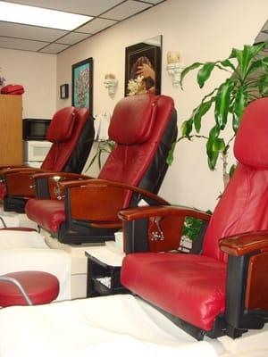 Pedicure massage chairs.