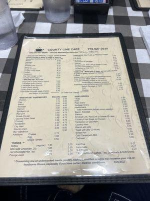 menu