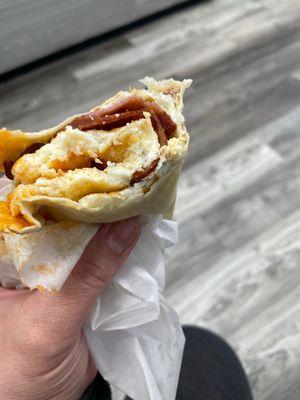 A Taylor ham egg and cheese on keto wrap