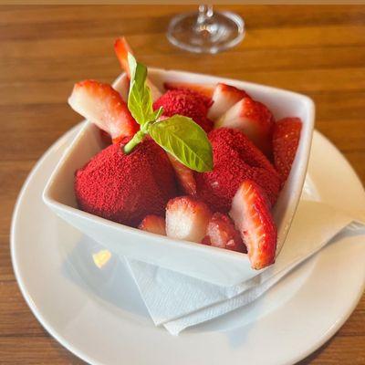 Strawberry mousse "basket" dessert