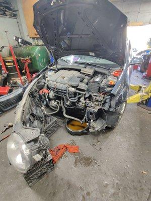 My car getting worked on.