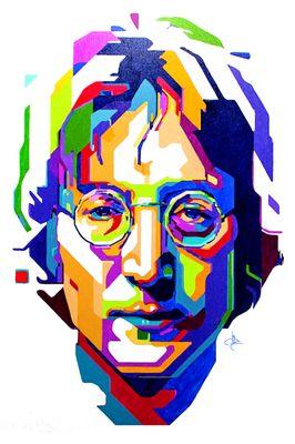 48" x 48" acrylic POP painting of John Lennon.