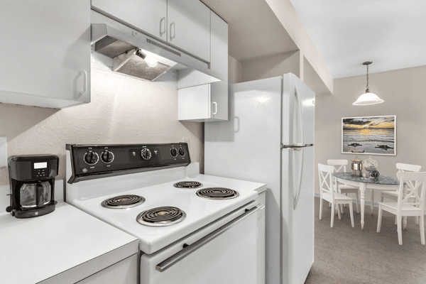 Kitchen with white appliances