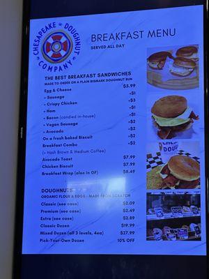 Breakfast menu