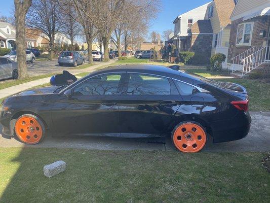 My car and the brick it was sitting on