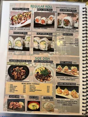 Sushi menu