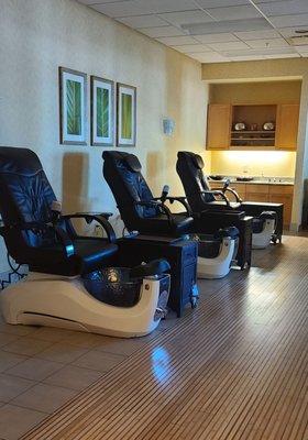 Pedicure chairs.