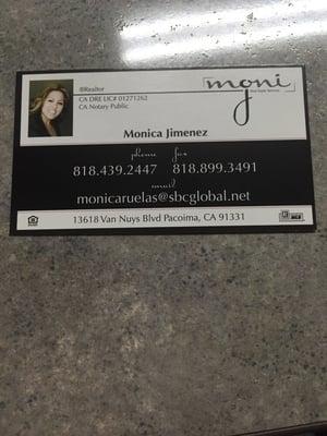 Monica's business card