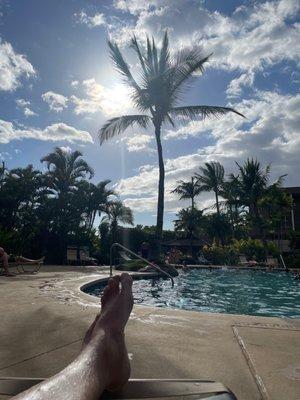 Hanging by the pool