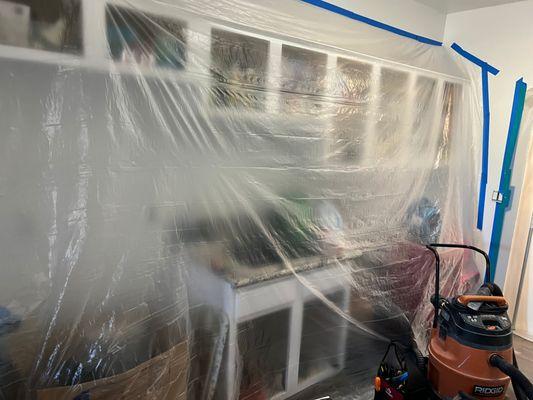 Water damage dry out in home kitchen.