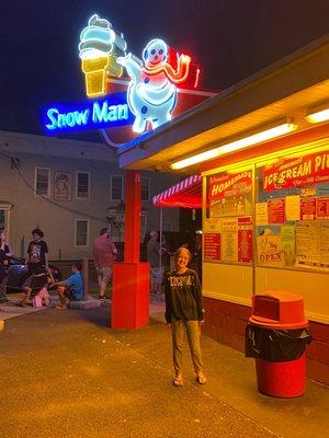 Outside our favorite place for ice cream!